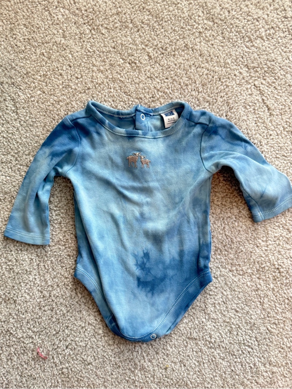 Janie and Jack Blue Tie-Dye Long Sleeve One-Piece Bodysuit